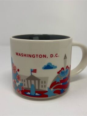 Starbucks White Mug with Red & Blue Washington D.C. Design